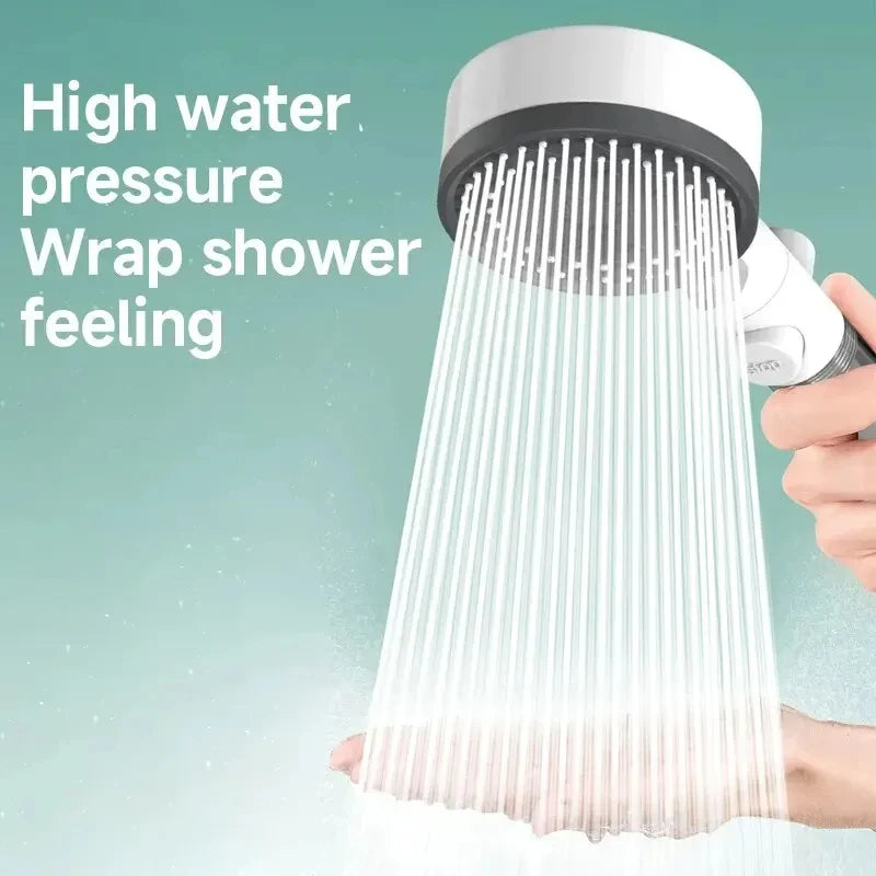 10-Settings Handheld Showerhead with Adjustable High-Pressure Filter, Portable One-Click Stop Shower Accessory