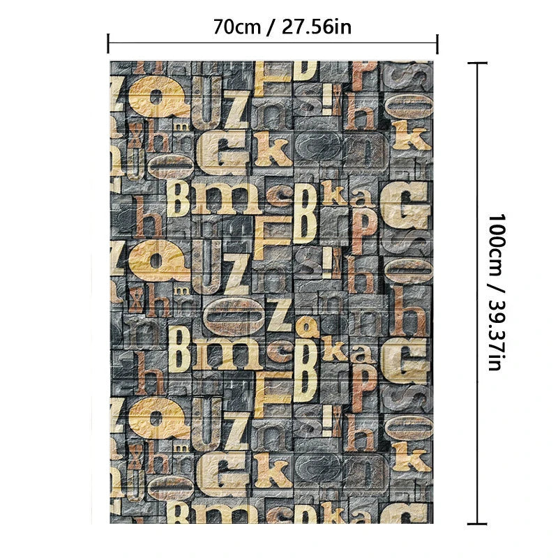 70cm*1M 3D Brick Pattern Wall Panels Wallpaper DIY Waterproof for Living Room Bedroom Kitchen Background Wall Decoration