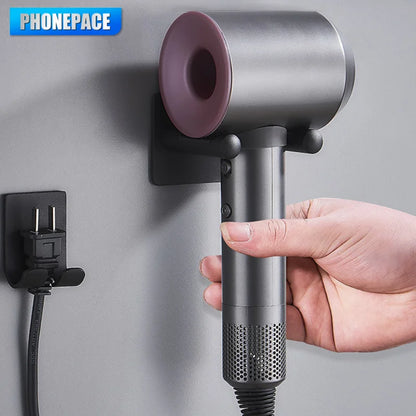 Waterproof Wall Mounted Hair Dryer Holder Space Saving Bathroom Organizer Rack Durable Storage for Hairdryer and Styling Tools P