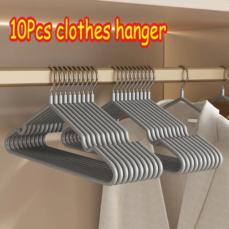 10pcs Clothes Metal Hanger Household Coat Pants Hanger Traceless No-slip Clothes Hangers Durable Strong Hangers for Organization