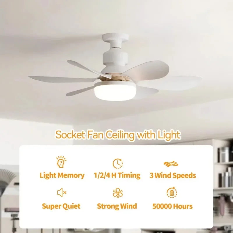 20.5-inch 40W Ceiling Fan with Remote Control LED Light Fan E27 Base, Intelligent Silent Ceiling Fan for Bedroom and Living Room