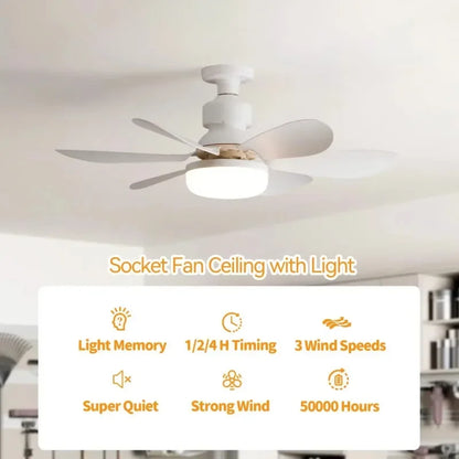 20.5-inch 40W Ceiling Fan with Remote Control LED Light Fan E27 Base, Intelligent Silent Ceiling Fan for Bedroom and Living Room