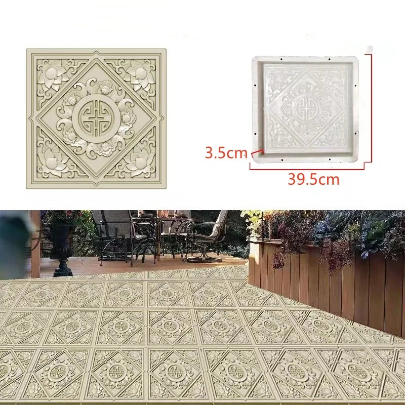 DIY Paving Casting Stepping Stone Square 1Pcs Road Concrete Mold Brick Antique Landscape Yard Decor Garden Reusable Making Tools
