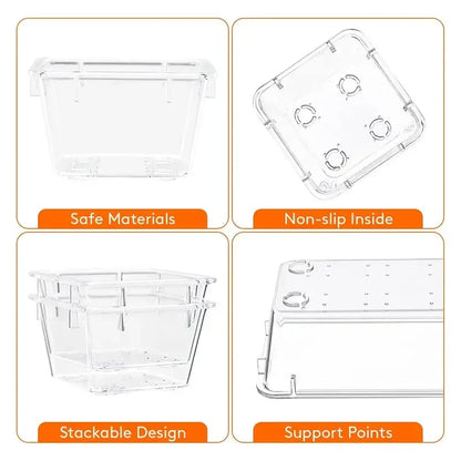 10-Piece Versatile Drawer Organizer Set - Clear Plastic Trays and Dividers in 4 Sizes for Perfect Makeup and Kitchen Storage