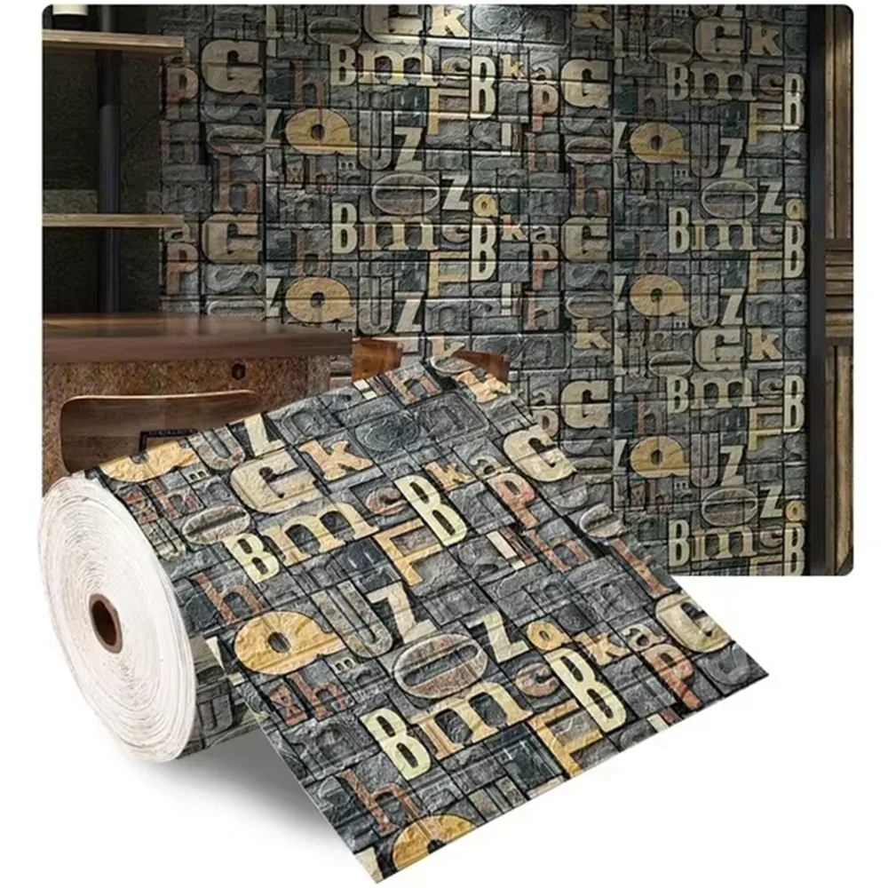 3D Self-Adhesive Wallpaper 70cm*1/5/10m Continuous Waterproof Brick Wall Stickers Living Room Bedroom Children's Room Home Decor