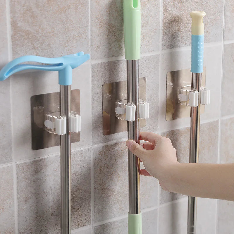 1-10Pcs Multi-Purpose Hooks Mop Holder Wall Mounted Mop Organizer Broom Hanger Hook Bathroom Waterproof Wall Kitchen Hook