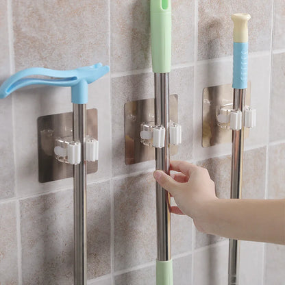 1-10Pcs Multi-Purpose Hooks Mop Holder Wall Mounted Mop Organizer Broom Hanger Hook Bathroom Waterproof Wall Kitchen Hook