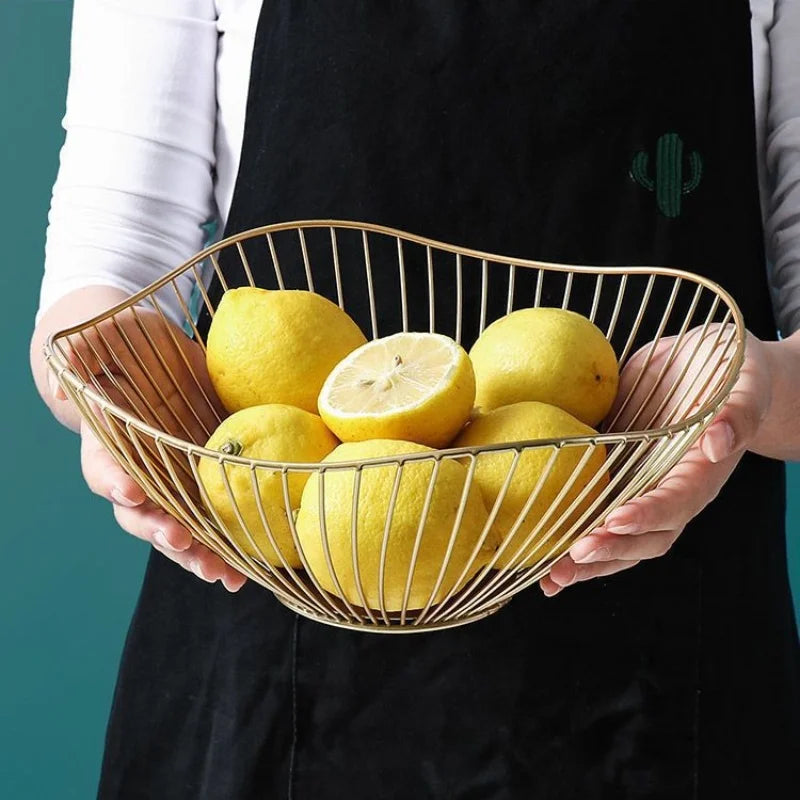 Fruit Basket Durable Metal Wire Storage Bowl Nordic Style Iron Home Snacks Bread Dining Table Indoor Cosmetic Storage Basket