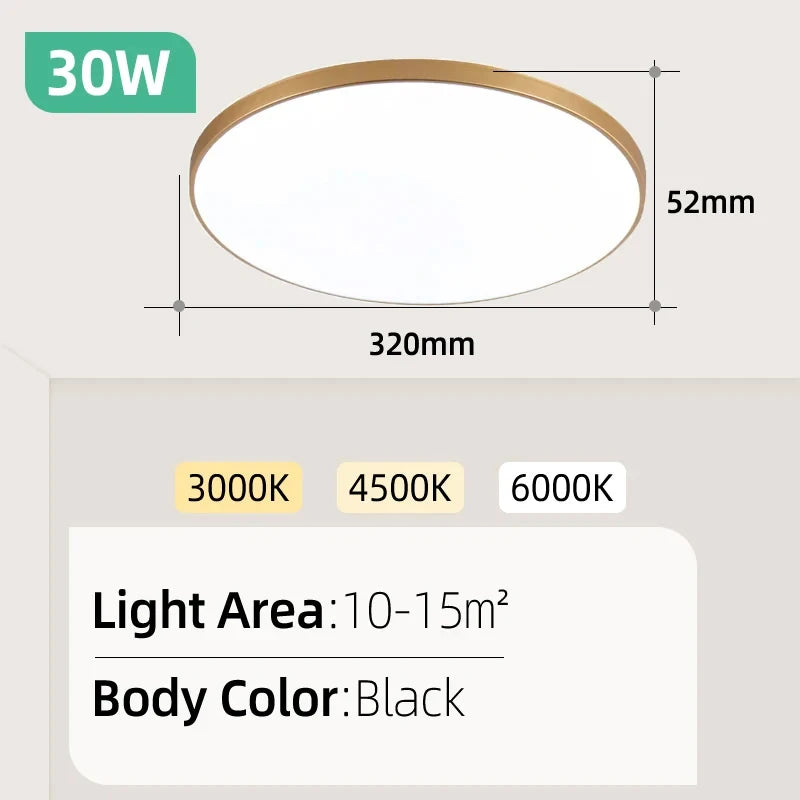 Led Ceiling Lamp 110-265V Ultra Thin Panel Led Light for Living Room Bedroom Indoor Lighting 20W 30W Square Round Ceiling Lights