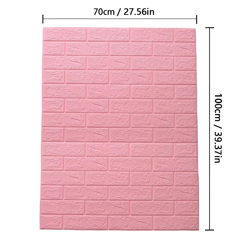 70cm*1M 3D Brick Pattern Wall Panels Wallpaper DIY Waterproof for Living Room Bedroom Kitchen Background Wall Decoration