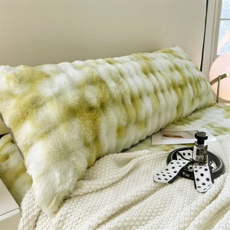 1pc Solid-color Plush Pillow Long Pillowcase, Decorative Pillowcase (without Core), Soft and Comfortable Fabric