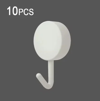 10PCS Self Adhesive Wall Hook Strong Without Drilling Coat Bag Bathroom Door Kitchen Towel Hanger Hooks Home Storage Accessories