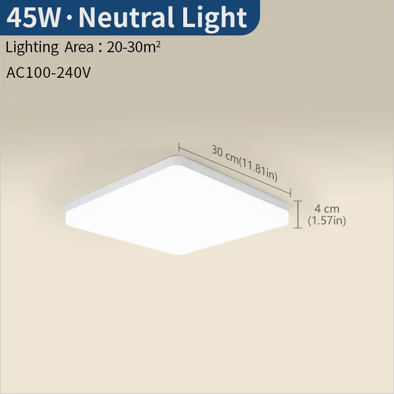 MARPOU Square Led ceiling lamp bedroom lighting Neutral white cold white warm white 48W 36W 24W 18W led ceiling light room