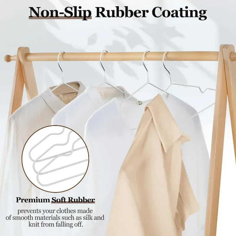 10pcs Metal Clothes Hangers Traceless No-Slip Durable Strong Space Saver for Bedroom Organization Non-Slip Strong Clothes Racks