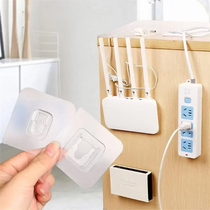 Double-Sided Self Adhesive Wall Hooks Strong Sticky Transparent Traceless Kitchen Bedroom Wall Hook Storage Holders Wholesale
