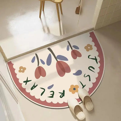 VIKAMA Imitation Cashmere Simple Semi-Circular Bathroom Bathroom Waterproof Floor Mat Household Living Room Bedroom Door Mat