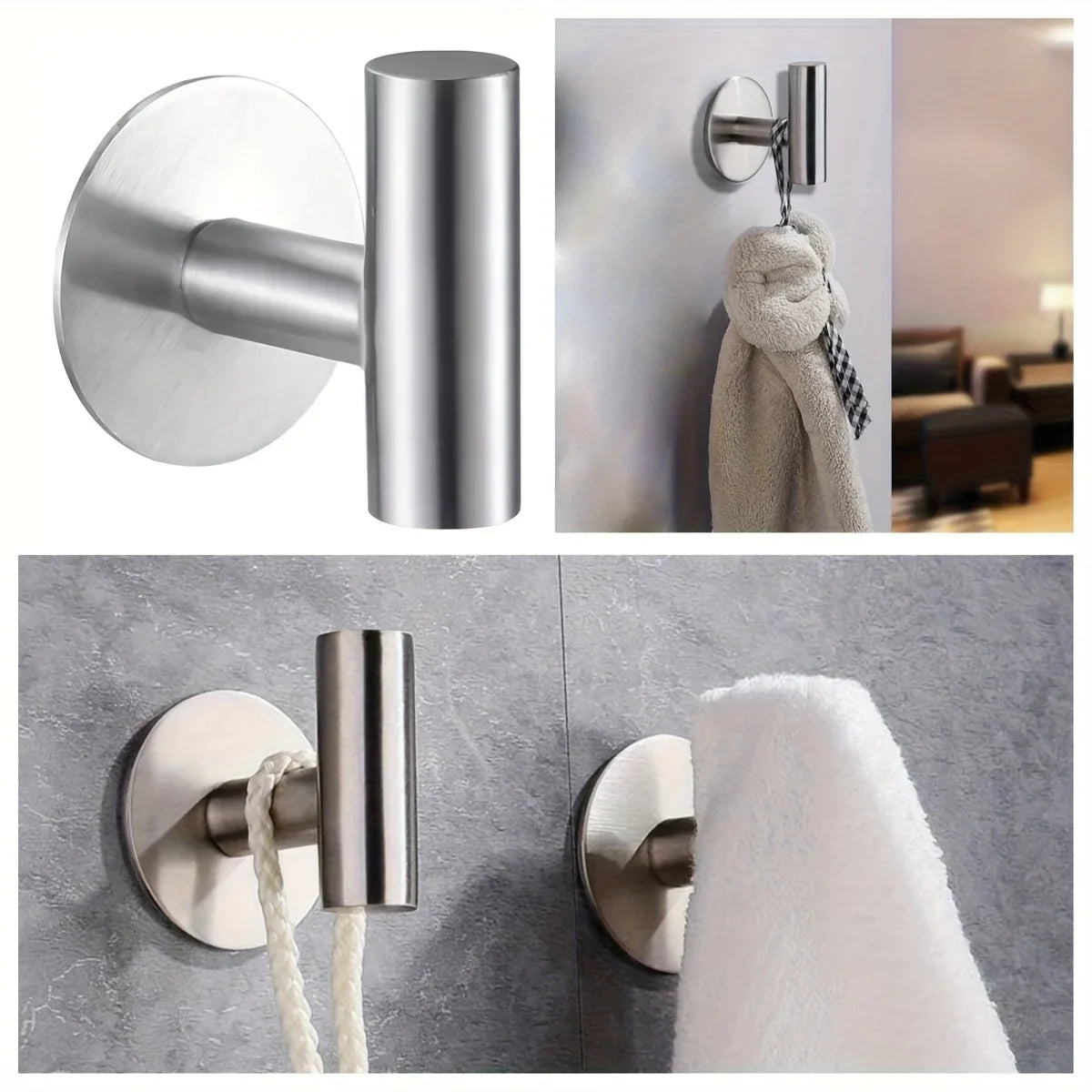 Stainless Steel Hook for Hanging，Coat Towel Hooks for Bathrooms Wall Mount，Heavy-Duty，Bedroom，Kitchen