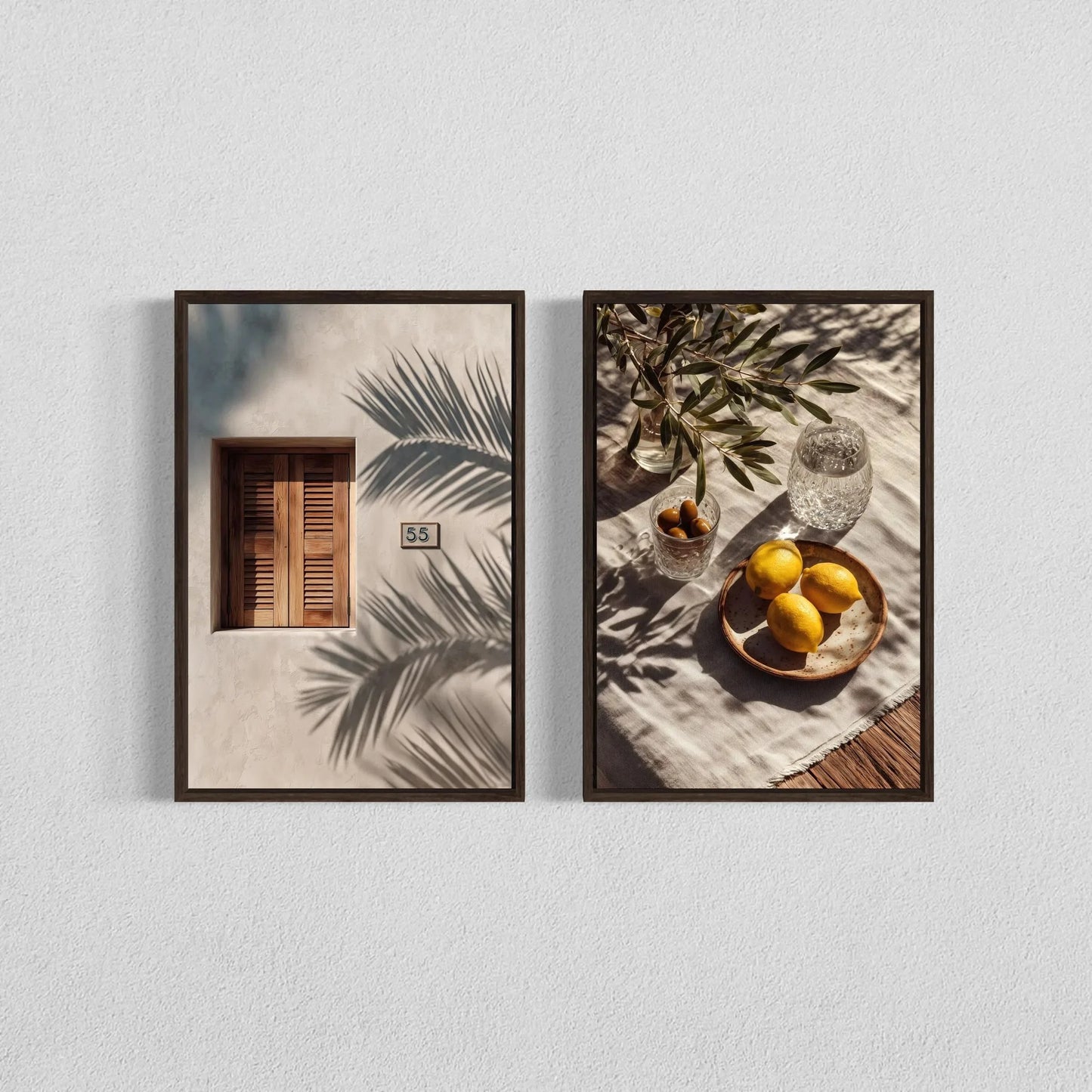 2pcs/set Neutral Olive Tree Shadow Vase Canvas Print Poster Retro Botanical Landscape Art Print Home Decor Art Poster Gifts