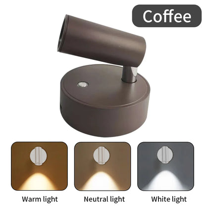LED light magnetic USB Rechargeable Wall Light Spotlight Wireless No Punch Reading Light With Touch Switch Dimmable Bedside Lamp