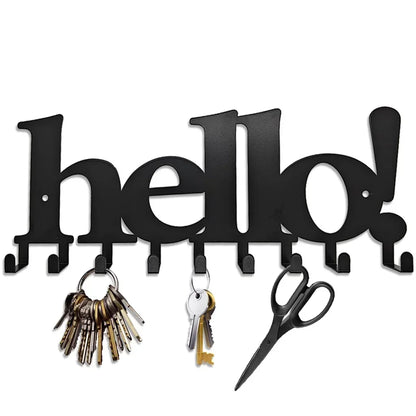 CIFBUY Key Holder Wall Mounted Key Hooks For Wall Decorative With 5 Hooks Black Metal Key Organizer Rack Hanger Iron Art Artwork