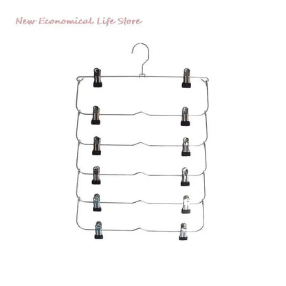 4/6-Tier Skirt Pants Shorts Hangers with Adjustable Clips Space Saving No Slip 12 Clothing Storage Metal Rack