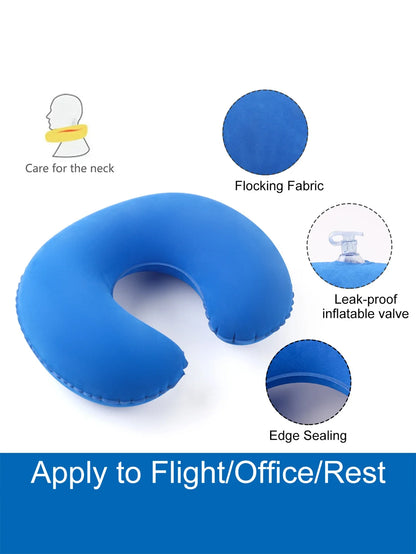 2Pcs/Pack Inflatable U-shaped Pillow, Portable Folding Neck Pillow for Travel, Suitable for Travel
