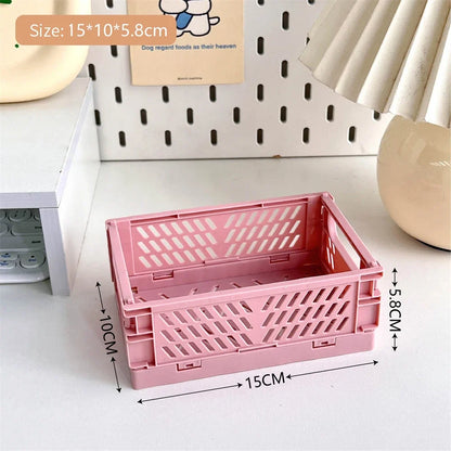 Foldable Storage Box with Handles Collapsible Crate for Toys, Cosmetics & Desk Organization