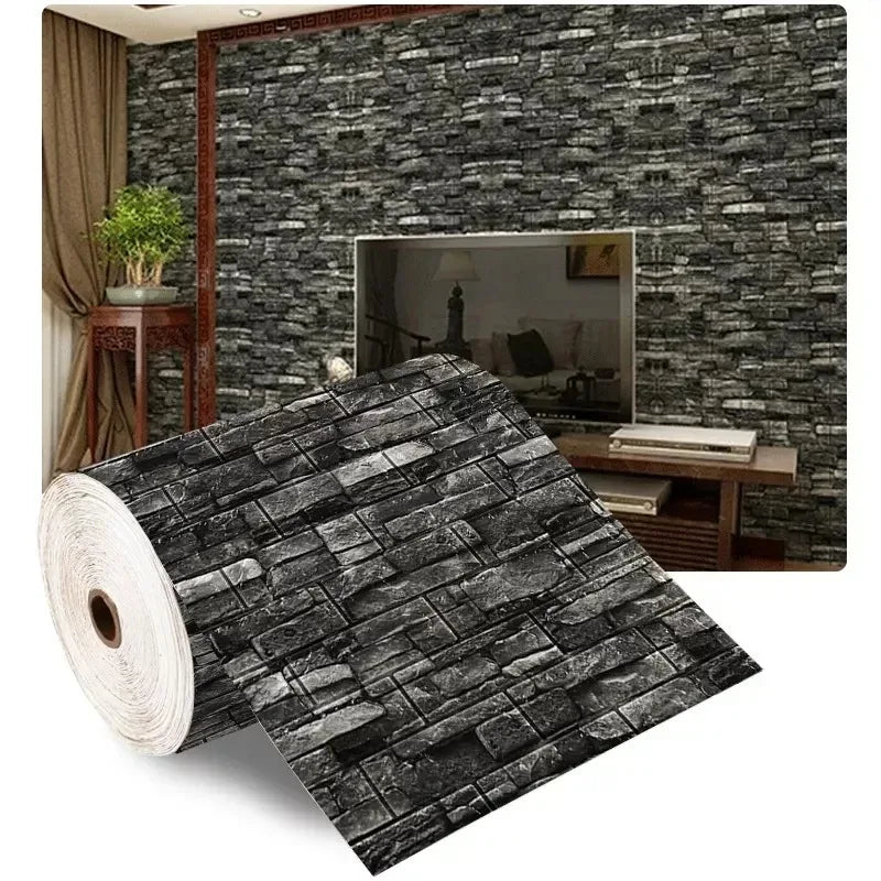 1-10pcs 3D Brick Pattern Wall Stickers Wallpaper 77cmx70cm Waterproof Self-adhesive Stain-resistant Vintage Style Room Decor