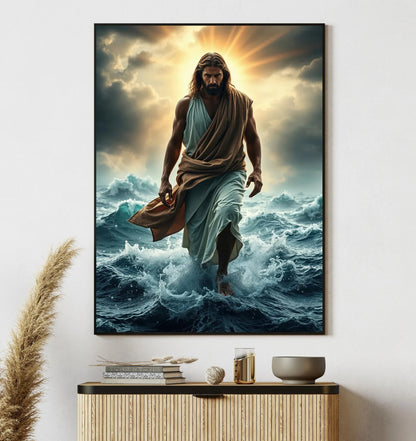 Retro Religion Jesus Walking On Water Lost Lamb Classic Posters Prints Canvas Painting Wall Art Picture Living Room Home Decor