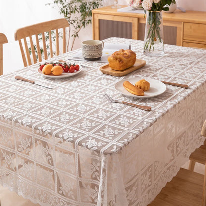 1pcs Rectangular Cut-Out Tablecloth With Bright Silk Thread, European Embroidered Floral Wedding Outdoor Picnic Cloth Decoration