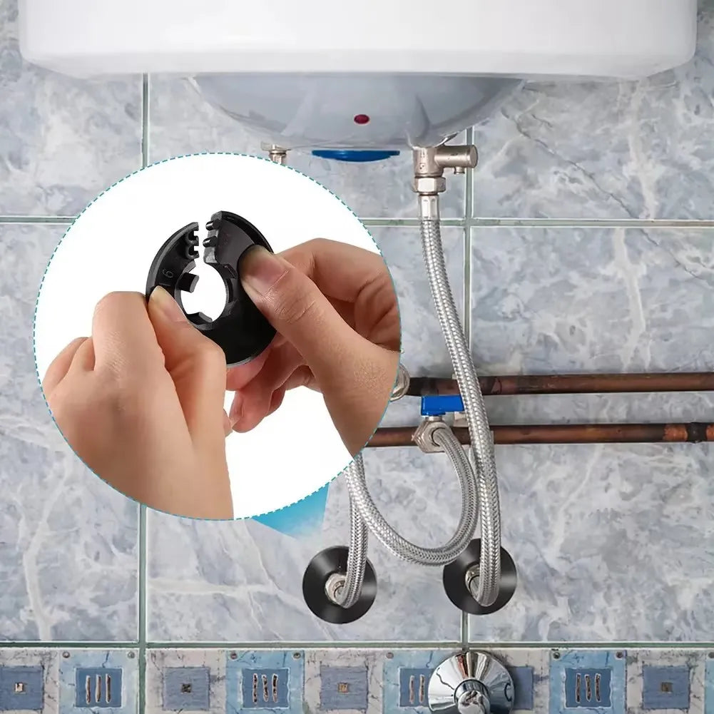4PCS 15mm Radiator Pipe Collars Cover Triangle Valve Plastic Decorative Cover Round Snap Type Faucet Plumbing Pipe Cover