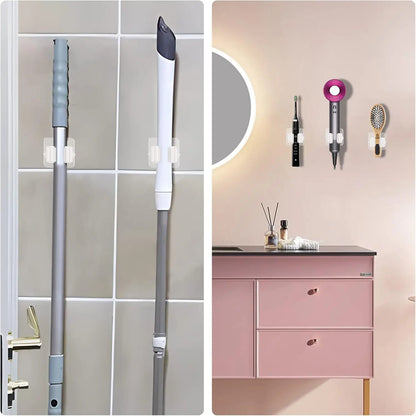 Multi-Purpose Hooks Adhesive Wall Hanging Mop Rack Broom Hanger Hook Kitchen Bathroom Organization Home Organizer Accessories