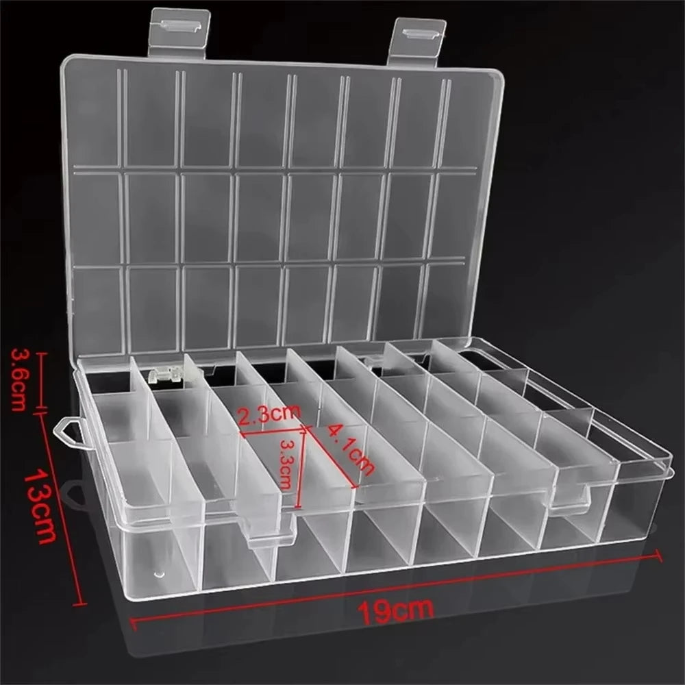 Clear 24-Compartment Plastic Storage Box – Organizer for Crafts, Beads, Jewelry & Small Items (1 Pack)