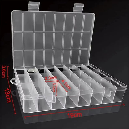 Clear 24-Compartment Plastic Storage Box – Organizer for Crafts, Beads, Jewelry & Small Items (1 Pack)