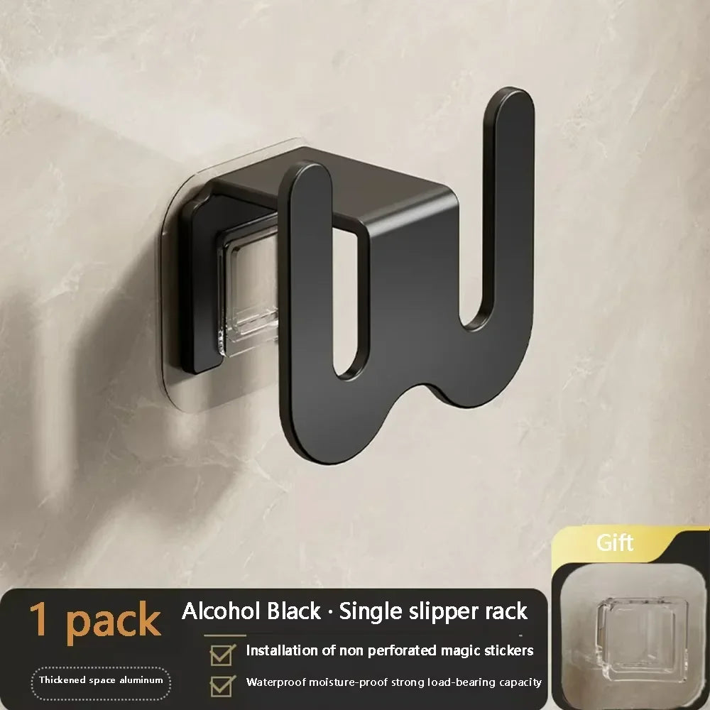 Non Perforated Simple Shoe Storage Rack Bathroom Door with Drainage on The Back Wall Bathroom Slipper Rack Wall Mounted Hook