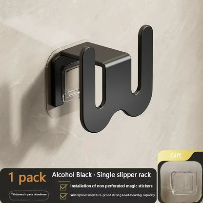 Non Perforated Simple Shoe Storage Rack Bathroom Door with Drainage on The Back Wall Bathroom Slipper Rack Wall Mounted Hook
