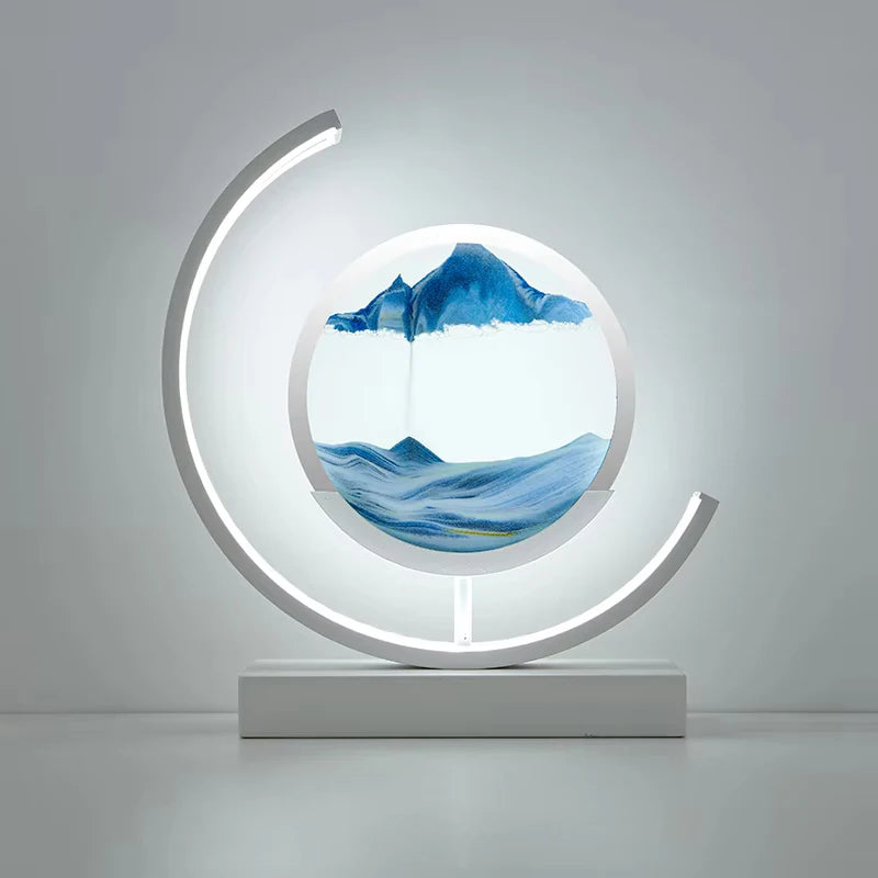 LED Night Light Moving Sand Art Table Lamp Quicksand Sandscape 3D Hourglass Bedside Lamps Flowing Sand Painting Home Decor Gifts