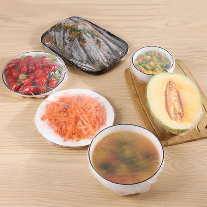 Disposable Food Cover Plastic Wrap Elastic Food Lids for Fruit Bowls Cups Caps Storage Kitchen Fresh Keeping Saver Bag 500pcs