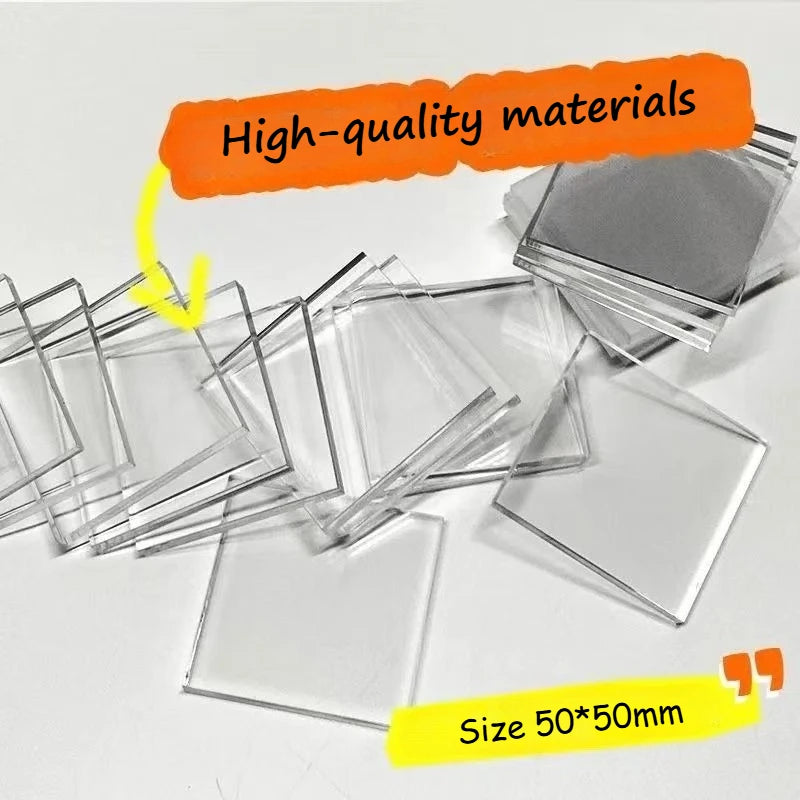5/10pcs DIY Refrigerator Magnet High Transparent Acrylic Square Round with Magnetic Sheet Material Package Home Decor