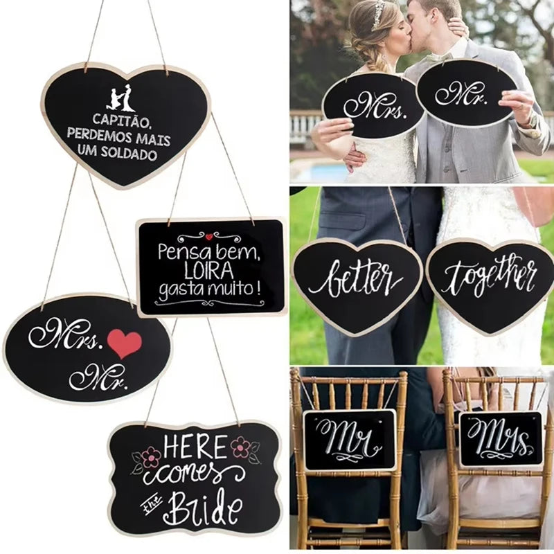 Rustic Wedding Wooden Blackboard Mr Mrs Bridal Shower Decoration Photobooth Birthday Party DIY Home Decor Sign Message Board