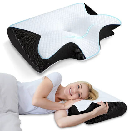 New Deep Sleep Pillow Horn Butterfly Pillow Cervical Spine Pillow Neck Pillow Sleeping Pillow Slow Rebound Memory Cotton Pillow