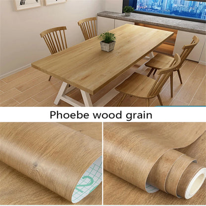 50cm Wide Wood Grain Home Decor Furniture Waterproof Vinyl Wall Sticker Self Adhesive PVC Wallpaper Kitchen Cabinet Door Sticker