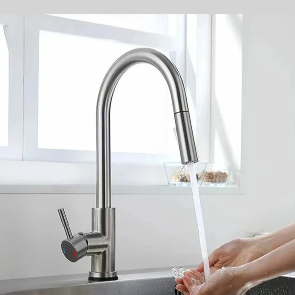Stainless Steel  Kitchen Faucet Pull Out Brushed Nickle Black Kitchen Mixed Tap Kitchen Sink Tap