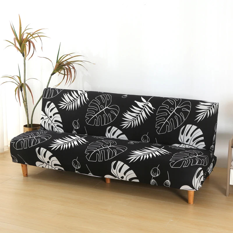 Printed Sofa Bed Cover Stretch Armless Sofa Cover Spandex Dust-Proof Furniture Protector For Bedroom, Hotel, and Home Decor