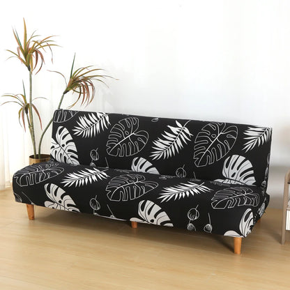 Printed Sofa Bed Cover Stretch Armless Sofa Cover Spandex Dust-Proof Furniture Protector For Bedroom, Hotel, and Home Decor
