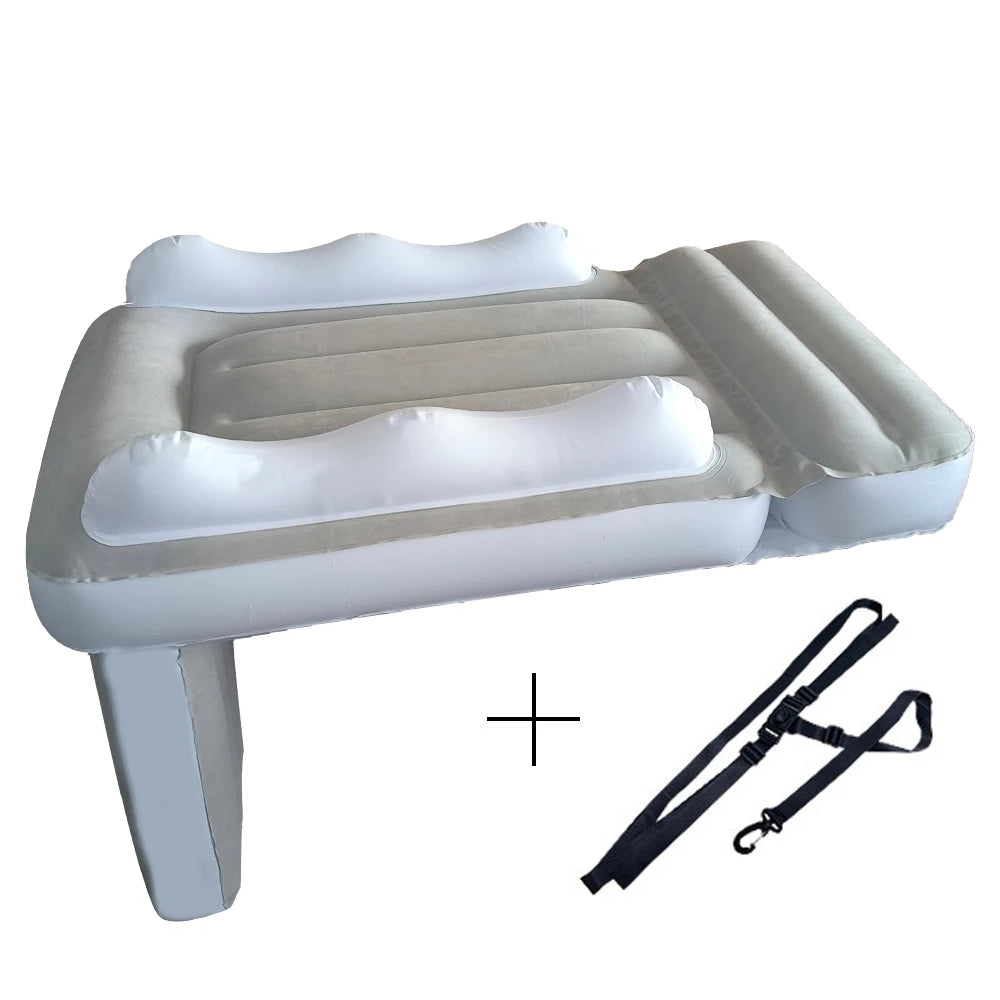 Infant Inflatable Mattress Kids Car Rear Car Mat Foldable Airplane Mattress Outdoor Travel Thickened Flocking Air Mattress