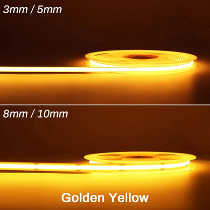 3mm 5mm 8mm COB LED Strip 12V 24V Dimmable Tape LED Ice Blue Yellow Red Green Pink White For Home Decor RA90 LED Strip Lighting