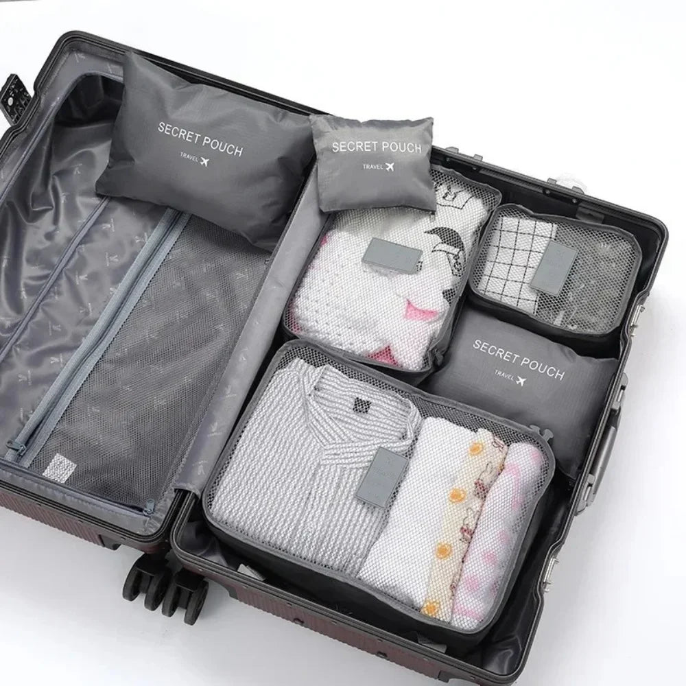 Protable Large Capacity Waterproof Luggage Clothing Underwear Storage Bag 6 Pcs/Set Travel Storage Bag Travel Bag With Zipper