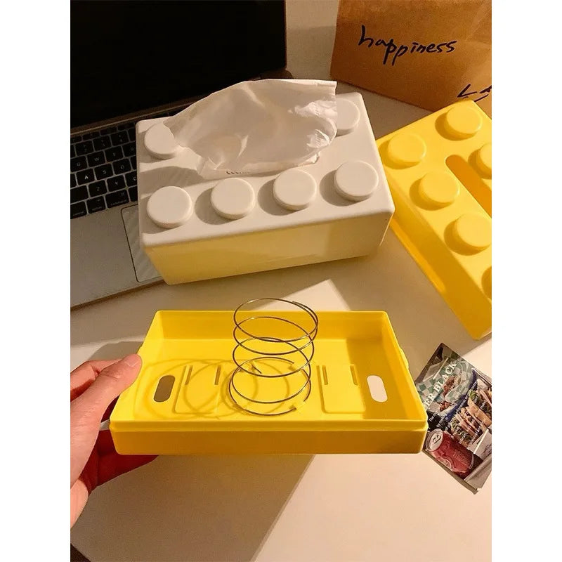 1PC Creative Cartoon Building Block Tissue Box with High Aesthetic Value for Household Napkins Paper Drawer Storage Box