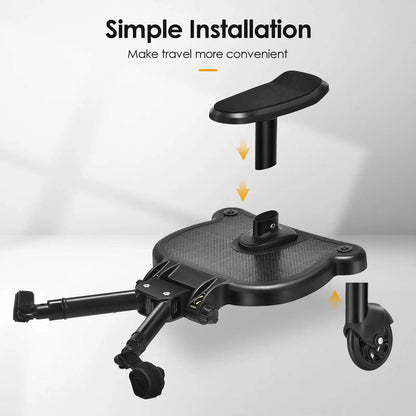 Portable Buggy Board With Seat Universal Kiddy Boards Pram Standing Board 360° Rotation Pram Accessory For Children 25kg